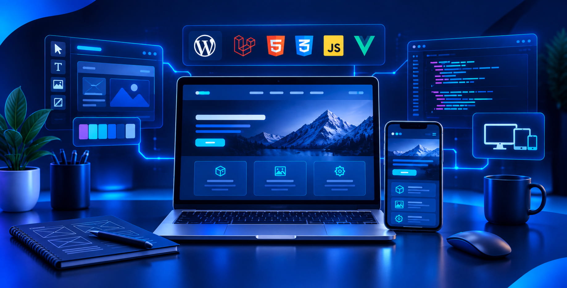 Diseñador trabajando en el desarrollo de una página web en Quito